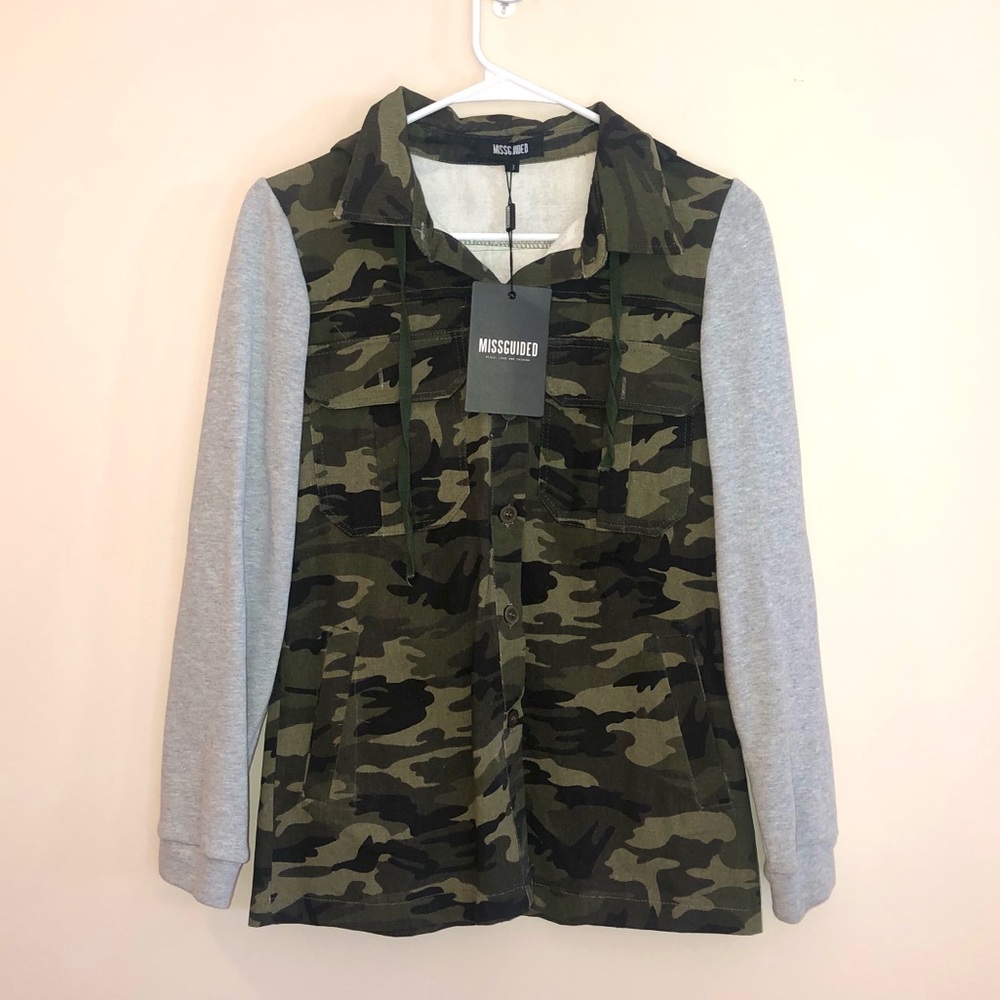 Missguided camo hooded utility jacket